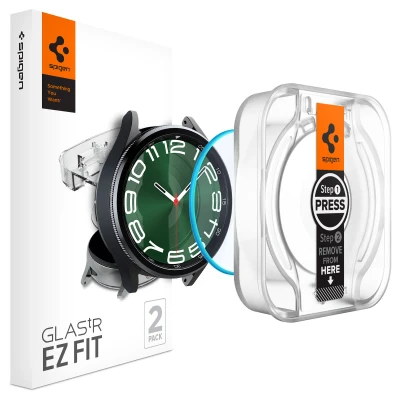 Afbeelding van 2 Pc Pack Screenprotectors Samsung Galaxy Watch 6 Classic 47 mm: Spigen EZ Fit GLAS.tR met applicator voor smartwatch