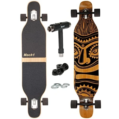 Afbeelding van Camber Longboard met keramische kogellagers in Flex1 Drop Through Cruiser Freeride Skaten compleet board T tool