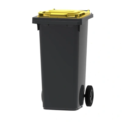 Afbeelding van Mini container Grijs/geel Inhoud: 120 liter