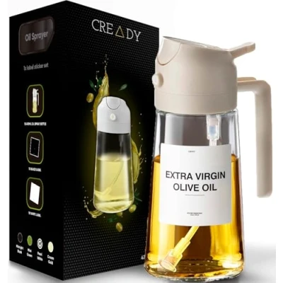 Afbeelding van CREADY Oliespray voor de keuken, 470 ml, 2 in 1 dispenser, oliedispenser, oliedispenser