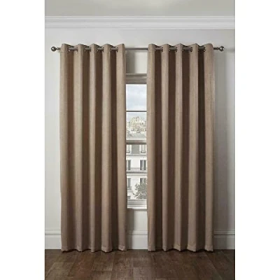 Afbeelding van Emma Barclay Ambiance Thermische Verduisterende Gordijnen Met Ringen 3D Reliëf Reflecterend Omgekeerd Weefsel in Taupe Breedte 46 x Lengte 116 183 cm