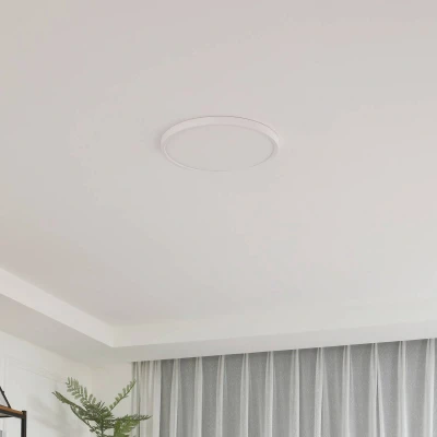 Afbeelding van Lindby LED plafondlamp 1licht kunststof H: 2.5 cm mat wit Inclusief lichtbron