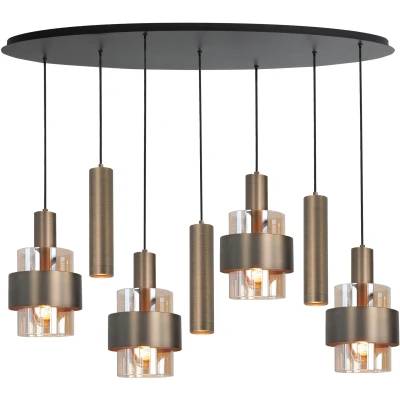 Afbeelding van Moderne Hotel chique hanglamp 7 lichts ovaal brons Marrone