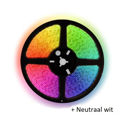 Afbeelding van 5 meter LED strip RGB + neutraal wit Complete set