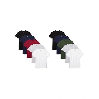 Afbeelding van Lower East Heren T shirt met ronde halsuitsnijding, Zwart/wit/marineblauw/grijs/rood/groen, set van 10, XXL