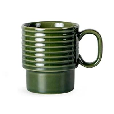 Afbeelding van Sagaform Coffee &amp; More koffiebeker 2 delig van steengoed in de kleur groen 25cl, afmetingen: 12cm x 8cm 9cm, 5018370