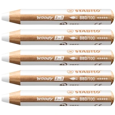 Afbeelding van STABILO Woody 3 in 1 Multitalent Potlood Wit Doos Met 5 Stuks