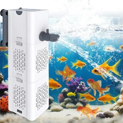 Afbeelding van Asfrode Aquariumfilter, 6 W, 500 l/u, aquariumpomp, stille sponsfilter, binnenfilter, filterpomp met 2 wateruitlaten voor 20 l vis turtle tank aquarium