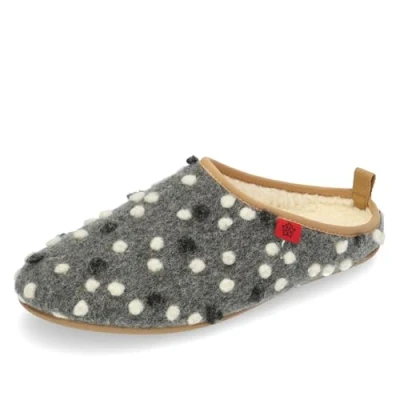 Afbeelding van Andrés Machado Sloffen Jongens/Meisjes DYNAMIC unisex pantoffels wol en vilt/uitneembare binnenzool Grijs gestippeld, EU 41
