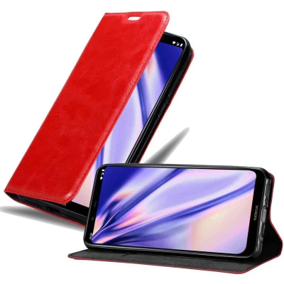 Afbeelding van Cadorabo Hoesje geschikt voor Nokia 8.1 in APPEL ROOD Beschermhoes met magnetische sluiting, standfunctie en kaartvakje Book Case Cover Etui