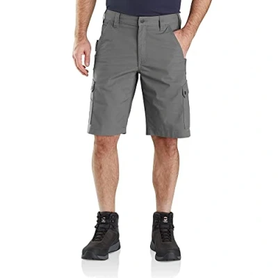 Afbeelding van Carhartt Heren Relaxed Fit Stretch Ripstop Cargo Shorts Werk T shirt, staal, 32W