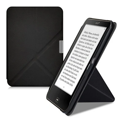 Afbeelding van kwmobile e reader hoesje compatibel Met Tolino Vision 1/2 / 3/4 HD hoes standaard Ereader cover van kunstleer In zwart