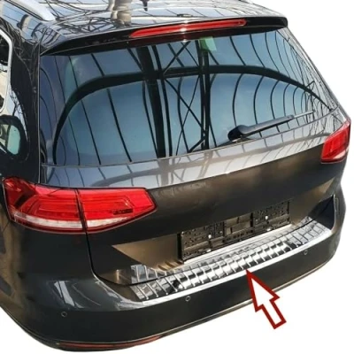 Afbeelding van Bumperbescherming roestvrij staal CHROOM compatibel met VW GOLF 7 VARIANT vanaf 2013 rand premium kwaliteit van RECAMBO