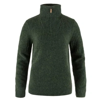 Afbeelding van Fjallraven 86993 662 Övik Half Zip Knit W Sweatshirt Dames Deep Forest Maat L