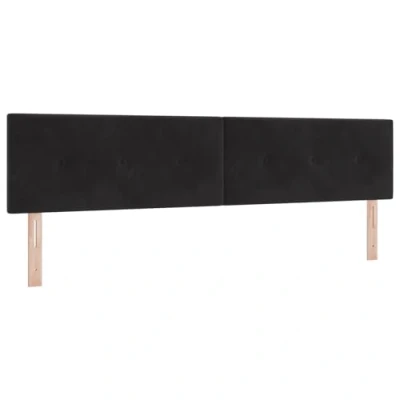 Afbeelding van vidaXL Hoofdbord Set van 2 Zwart Hout en stof Standaard Minimalistisch
