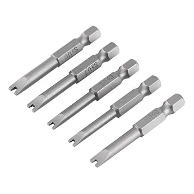 Afbeelding van Schroevendraaierbits, 5 delig S2 gelegeerd staal, 50 mm lengte, 1/4 inch zeskantige schacht, U vormige magnetische schroevendraaier, bitset