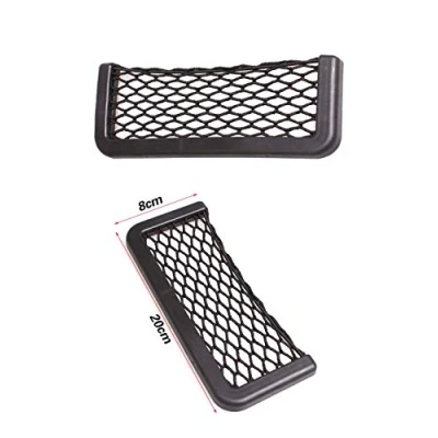 Afbeelding van Car Trunk Storage Net, 2 stuks 20 cm x 8 Black Magic zelfklevend opbergnet elastisch koord mesh tas voor mobiele telefoon portemonnee sleutels kleine dingen