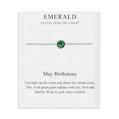 Afbeelding van Philip Jones Mei (Emerald) geboortesteen armband gemaakt met Zirkondia® kristallen, 12cm 24cm, Verzilverd messing, Kristal