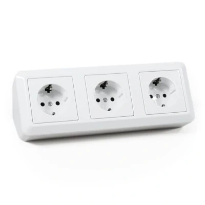Afbeelding van MC POWER Stopcontactenblok, onderbouwcontactdozen, cup, 3 x stopcontact, 250 V /16 A, wit, gepolijst voor hoekmontage, onderbouw
