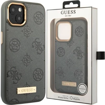 Afbeelding van Guess GUHMP13MSAPSTG iPhone 13 6.1 grijs/grijze hardcase Peony Logoplaat MagSafe