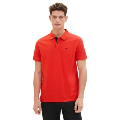 Afbeelding van TOM Tailor WITH Contrast Poloshirt, Heren, Maat: Small, Basic red