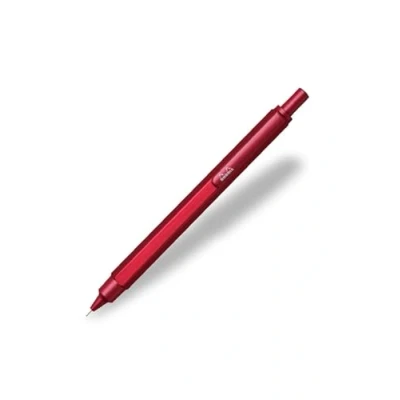 Afbeelding van RHODIA 9394C vulpotlood ScRipt zeshoekige behuizing van geborsteld aluminium rood voor standaard grafietvullingen 0,5 mm, intrekbaar stalen kanon, gum onder de schuiver collectie