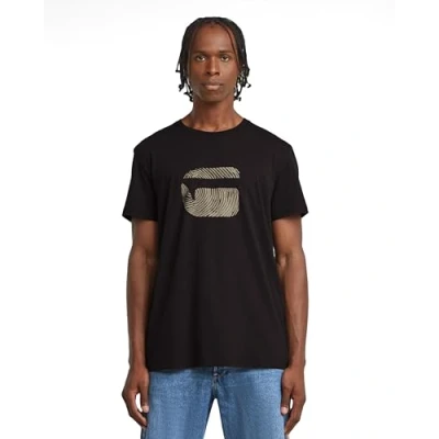Afbeelding van G STAR Heren Finger Print Burger R T shirt, Zwart (Dk Black D26041 c506 6484), M