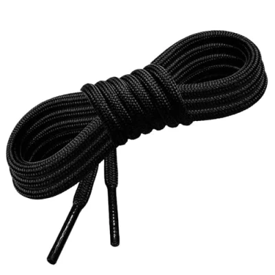 Afbeelding van GOOD STUFF Veters van polyester, verkrijgbaar in verschillende maten en kleuren, 90 cm 120 cm, wit, zwart, grijs blauw, platte ronde vormen, zwart