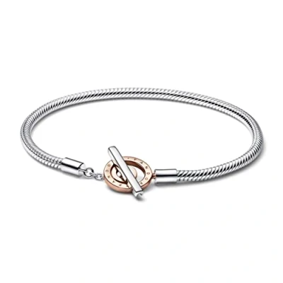 Afbeelding van Pandora 582309C00 Armband Signature Two Tone T Bar zilver rose en