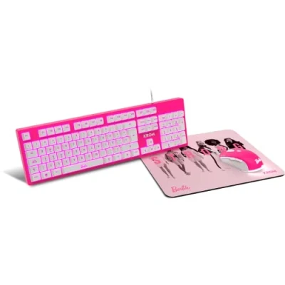 Afbeelding van KROM Barbie KANDY BB SPANISH editie toetsenbord , muis en muismatset Wit LED membraantoetsenbord, met 6400 DPI optische sensor, zachte rubberen muismat, Spaanse lay out, roze