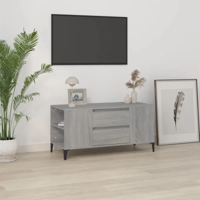 Afbeelding van Tv meubel 102x44,5x50 cm bewerkt hout grijs sonoma eikenkleurig