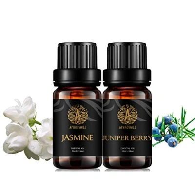 Afbeelding van Aromatherapie jeneverbes bessen etherische olie set voor diffuser, 100% pure jasmijn kit, 2 x 10 ml therapeutische klasse jasmijnoliën zeepmaken, bessenolie thuis