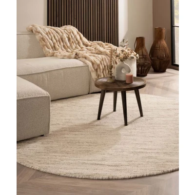 Afbeelding van Rond Wollen Vloerkleed Ulstein Wit/grijs 350 Cm