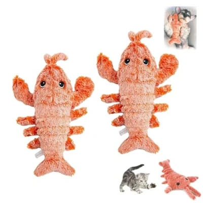 Afbeelding van Floppy Lobster Interactive Dog Toy,Soft &amp; Washable Cute Cat Toys,Interactive Toy,Floppy Toy,USB Charging Jumping Toys,Plush Chew Toy(2Beige)