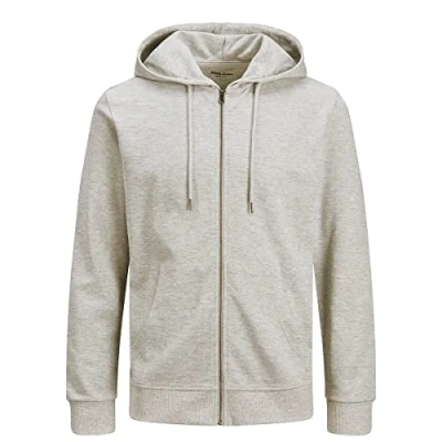 Afbeelding van Jack &amp; Jnes JJEBASIC Sweat Zip Hood, White Melange/REG, sweatshirt voor heren, M, M