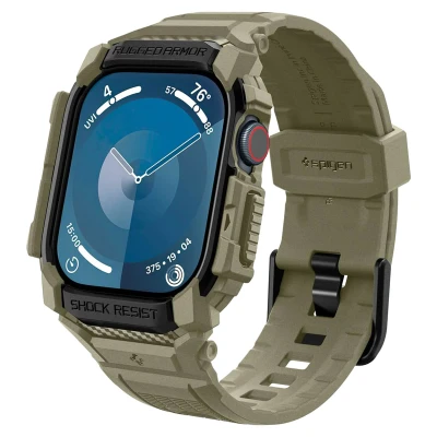 Afbeelding van Spigen Rugged Armor Pro Case met Bandje Compatibel Apple Watch 10 46mm (2024) Vintage Kaki