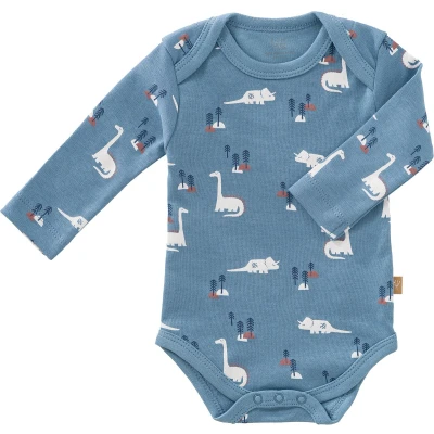 Afbeelding van Fresk Romper met Lange Mouwen 3 6 m Kraamcadeau Babykleding Biologisch Katoen Blauw Dino