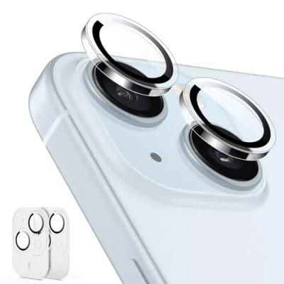 Afbeelding van ESR Cameralensbeschermers voor iPhone 15/15 Plus, Armorite Individuele lensbeschermers, krasbestendig, ultradun gehard glas met aluminium rand, serie, set van 2, helder