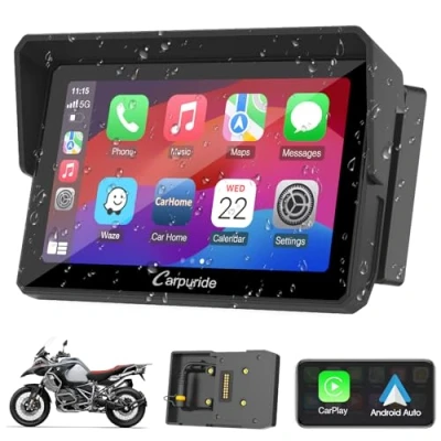 Afbeelding van Carpuride w502b Motorcycle Carplay Screen for BMW R1200GS R1250GS S1000XR Motorcycle, 5 inch Waterproof Touchscreen, Portable Carplay/Android Auto GPS Navigation Motorbike, Dual Bluetooth
