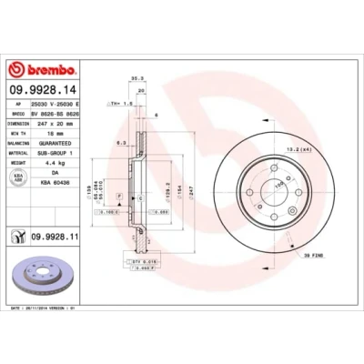 Afbeelding van Brembo Remschijf 09.9928.14