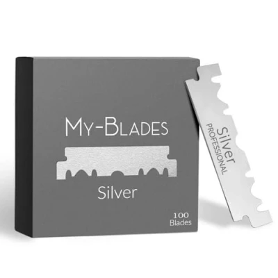 Afbeelding van My Blades® Silver 100 enkelzijdige scheermesjes van Duits staal — half mesje ijsgehard voor en scheerapparaten