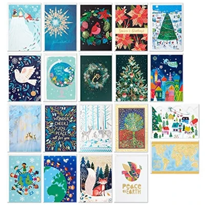 Afbeelding van Hallmark UNICEF Kerstkaarten in doos, 20 ontwerpen (20 kaarten en 21 enveloppen)