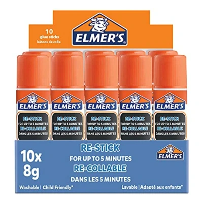 Afbeelding van Elmer&#039;s Re Stick Lijmsticks Droogt helder Gemakkelijk instelbaar tot 5 minuten Wasbaar en kindvriendelijk 8 g 10 stuks
