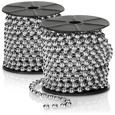 Afbeelding van COM FOUR® 2x parelslinger voor in de kerstboom kerstboomversiering parellint kerstversiering trouwdecoratie zilver 20 m