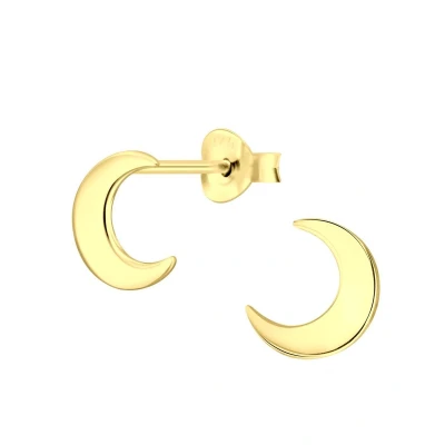Afbeelding van JoyS Zilveren Maan oorbellen 8 mm 14k goudplating