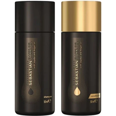 Afbeelding van Sebastian Dark Oil Shampoo + Conditioner 50ml bundel/set/pakket Haibu by Kapperskorting.com