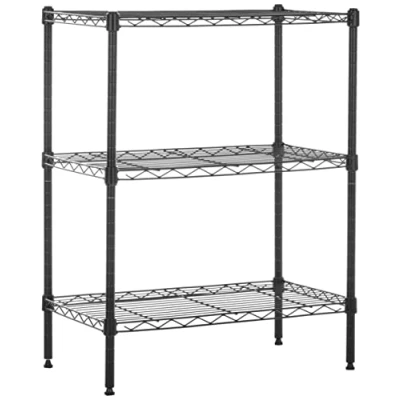 Afbeelding van Amazon Basics Smalle opbergeenheid, 3 planken, planken en poten verstelbaar in hoogte, draagkracht maximaal 340 kg, zwart, 34 x 58,9 76,2 cm (d b h)