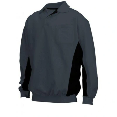 Afbeelding van Tricorp 302001 Polosweater Bicolor Borstzak Donkergrijs/Zwart 7XL