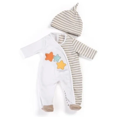 Afbeelding van Miniland Poppenkleding Boxpakje Beige/wit 2 delig