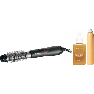 Afbeelding van Babyliss PRO Warme lucht borstel Titanium + Elleure Modeler Haarlak 300ml Olie 50ml bundel/set/pakket